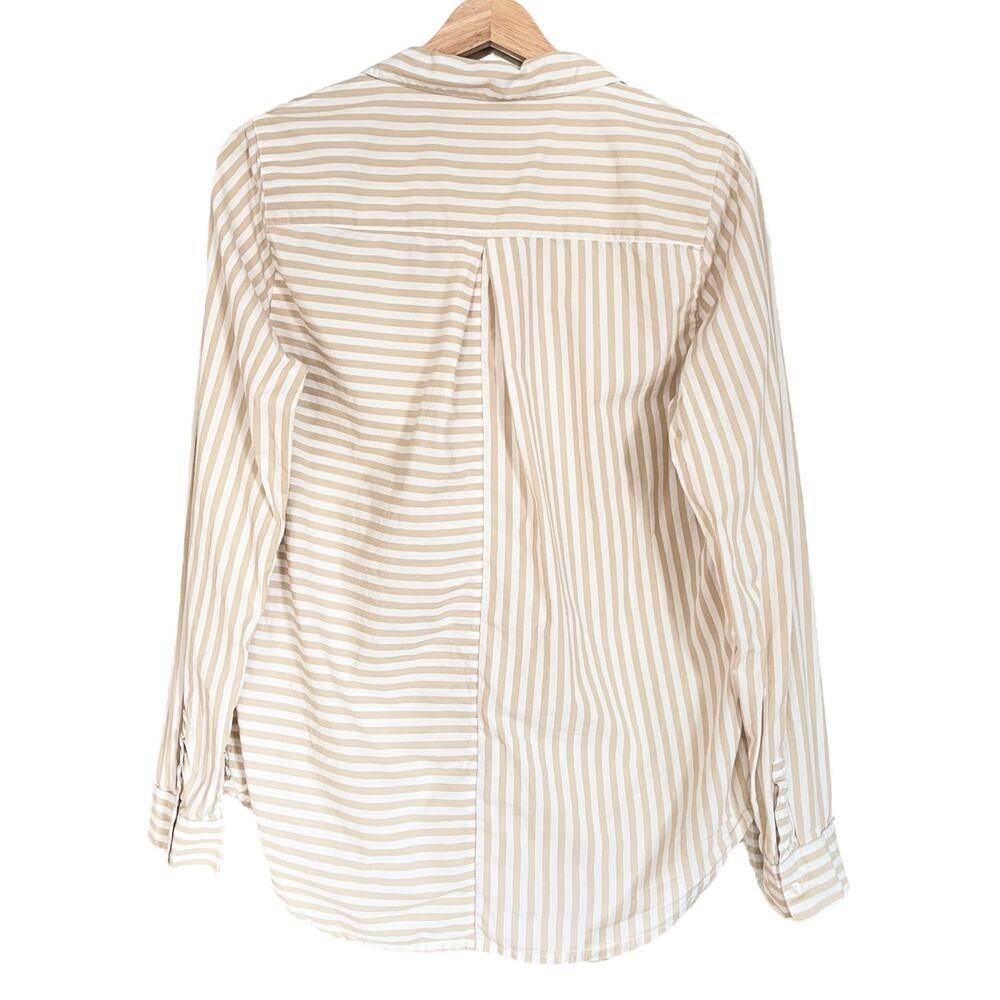 Sundance Golden Days Neutral Striped Cotton Long Sleeve Button Down Shirt Size S - Picture 3 of 6